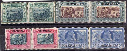 SOUTH WEST AFRICA 1938 VOORTREKKER MEMORIAL FUND SET OF 4 PAIRS MM. SACC 132-35. CAT R2550 AS UMM.