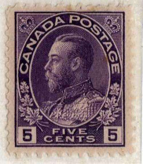 CANADA 1922-31 5c VIOLET MOUNTED MINT. SG 250. CAT 5 POUNDS.