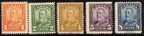 CANADA 1928-29 DEFIN 5 STAMPS MOUNTED MINT. SG 275, 276, 278, 279 & 280. CAT 31 POUNDS.