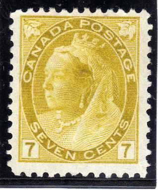 CANADA 1898-1902 7c YELLOW MINT NO GUM. SG 160. CAT 70 POUNDS.