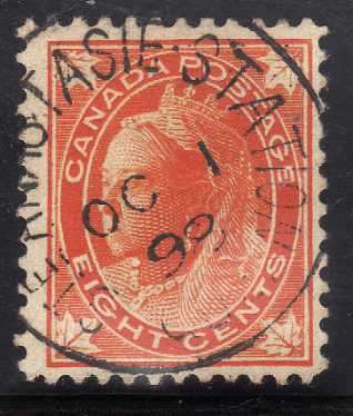 CANADA 1897-98 8c ORANGE VERY FINE USED. SG 148. CAT 8 POUNDS.