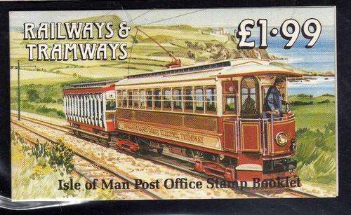 ISLE OF MAN 1988 RAIL & TRAMWAYS BOOKLET WITH PANES UMM. SG 367a + 370a. CXAT 9,50 POUNDS.