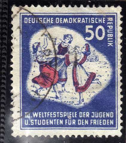 GERMANY DDR 1951 "YOUTH FESTIVAL" 50pf VERY FINE USED. SG E49. CAT 9 POUNDS.
