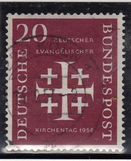 GERMANY WEST 1956 `CHURCH CONVENTION` 20pf V.F.U. SG 1162. CAT 7 POUNDS.