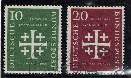 GERMANY WEST 1956 "CHURCH CONVENTION" SET OF 2 V.F.U. SG 1161-62. CAT 12 POUNDS.