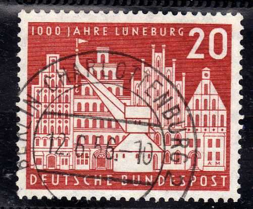 GERMANY WEST 1956 "MILLENARY OF LUNEBURG" 20pf V.F.U. SG 1156. CAT 11,50 POUNDS.