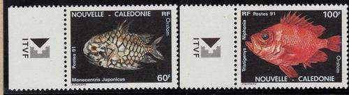 NEW CALEDONIA 1991 FISH SET OF 2 UMM. SG 919-920. CAT 7,25 POUNDS.