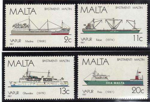 MALTA 1987 SHIPS 5th SERIES SET OF 4 UMM. SG 809-12. CAT 9,70 POUNDS.