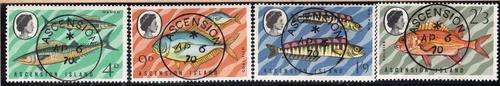 ASCENSION 1970 FISH (3rd SERIES) SET OF 4 VFU. SG 126-129. CAT 9 POUNDS.