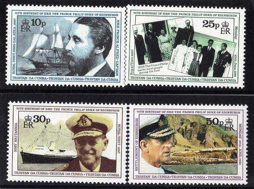 TRISTAN DA CUNHA 1991 "70th BIRTHDAY PRINCE PHILIP" SET OF 4 UMM. SG 514-517. CAT 13,50 POUNDS.