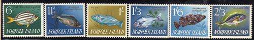 NORFOLK ISLAND 1962 "FISH" SET OF 6 LMM. SG 43-48. CAT 7 POUNDS.