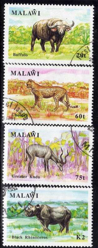 MALAWI 1991 "WILDLIFE" SET OF 4 V.F.USED. SG 858 - 861. CAT 12 POUNDS.