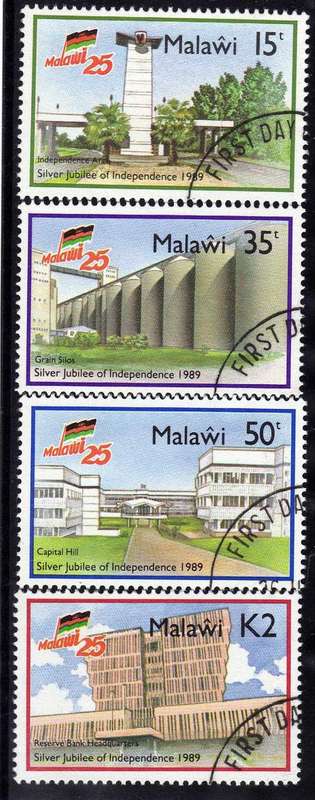 MALAWI 1989 "25th ANNIV OF INDEPENDENCE" SET OF 4 VFU. SG 817-20. CAT 11 POUNDS.