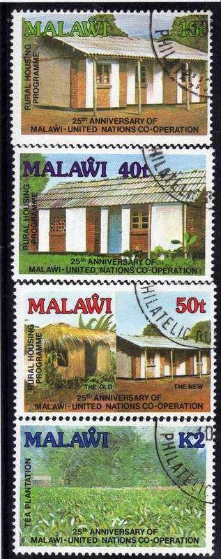 MALAWI 1989 "25th ANNIV UN COOPERATION" SET OF 4 VFU. SG 825-828. CAT 11 POUNDS.