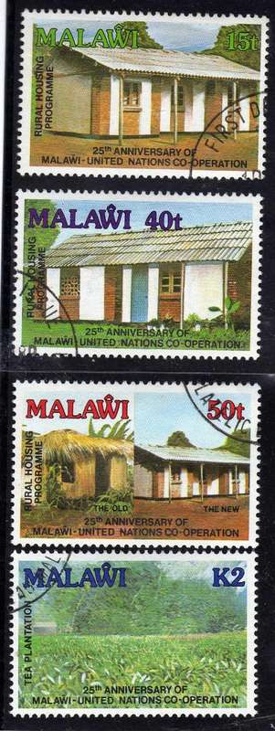 MALAWI 1989 "25th ANNIV UN COOPERATION" SET OF 4 VFU. SG 825-828. CAT 11 POUNDS.