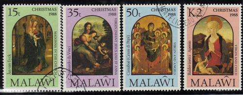 MALAWI 1988 "CHRISTMAS" SET OF 4 VFU. SG 809-812. CAT 6,75 POUNDS.