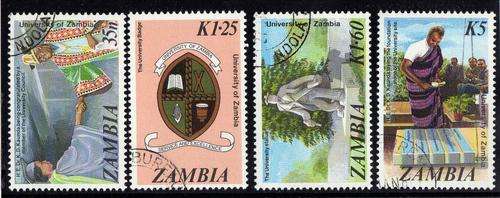 ZAMBIA 1987 "20th ANNIV ZAMBIA UNIVERSITY" SET OF 4 VFU. SG 476-9. CAT 7,50 POUNDS.