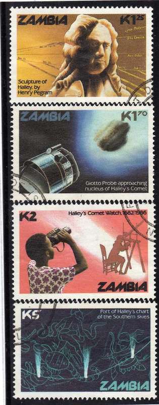 ZAMBIA 1986 "HALLEY'S COMET" SET OF 4 VFU. SG 464-467. CAT 8,75 POUNDS.
