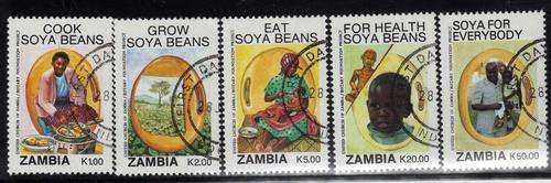 ZAMBIA 1991 "SOYA BEANS" SET OF 5 VFU. SG 651-655. CAT 5,25 POUNDS.