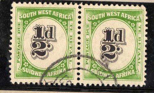 SWA 1931 POSTAGE DUE 1/2d PAIR VFU. SACC 46. CAT R190. (SACC 2015)
