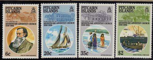 PITCAIRN ISLANDS 1986 "7TH DAY ADVENTIST CHURCH ANNIV" SET OF 4 UMM. SG 292-5. CAT 7,80 POUNDS.