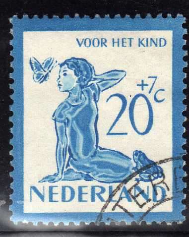 NETHERLANDS 1950 CHILD WELFARE 20c + 7c VFU. SG 731. CAT 13 POUNDS.