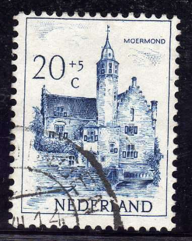 NETHERLANDS 1951 "CASTLES" 20c + 5c VFU. SG 736. CAT 12 GBP