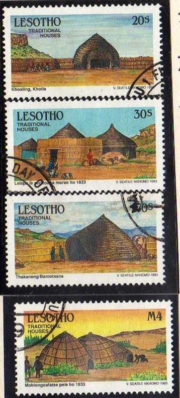 LESOTHO 1993 "TRADITIONAL HOUSES" SET OF 4 VFU. SG 1173-6. CAT 5 POUNDS.