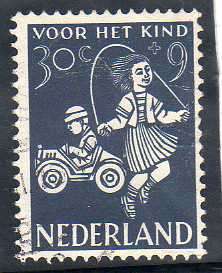 NETHERLANDS 1958 "CHILD WELFARE" 30c + 9c VFU.  SG 874. CAT 7 POUNDS.