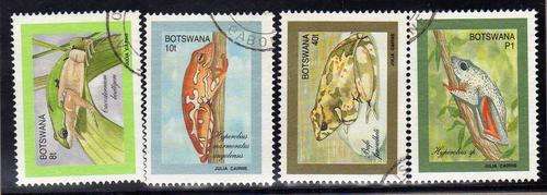 BOTSWANA 1992 "CLIMBING FROGS" SET OF 4 VFU. SG 729-732. CV 9,50 POUNDS