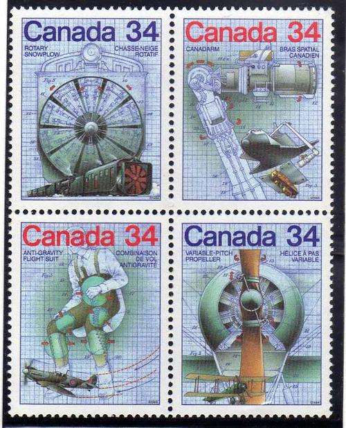CANADA 1986 "SCIENCE AND TECHNOLOGY INVENSIONS" SET OF 4 U.M.M. SG 1203-6. CAT 7 POUNDS.