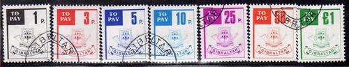 GIBRALTAR 1984 POSTAGE DUE SET OF 7 VERY FINE USED. SG D13-19. CAT 8,40 POUNDS.