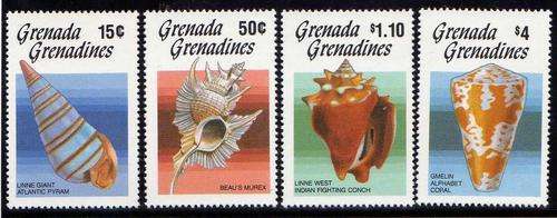 GRENADA GRENADINES 1986 "SEA SHELLS" SET OF 4 UMM. SG 771-774. CAT 8,90 POUNDS.