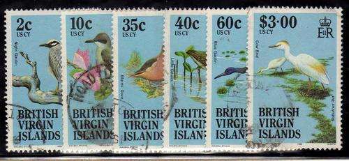 BRITISH VIRGIN ISLANDS 1985 "BIRDS" PART SET OF 6 VFU. SG 561, 564, 572, 574, 577 & 654. CAT 24 GBP.