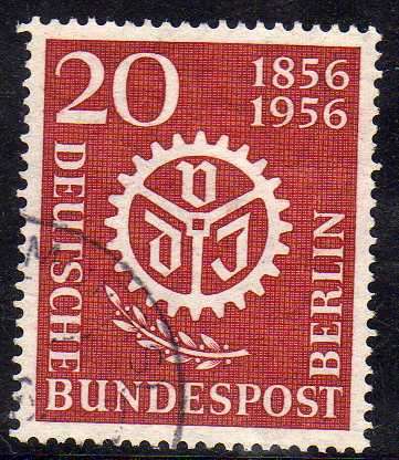 GERMANY WEST BERLIN 1956 `CENT GERMAN ENGINEERS UNION` 20pf VFU. SG  B150. CAT 6,75 GBP.
