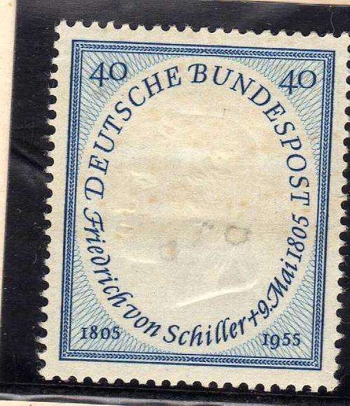 GERMANY WEST 1955 "150th DEATH ANNIV SCHILLER" 40pf MM. SG 1136. CAT 21 POUNDS.
