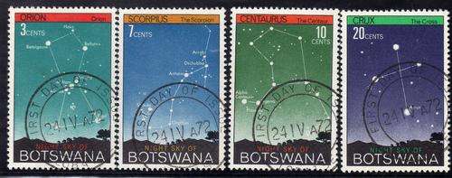 BOTSWANA 1972 "NIGHT SKY" SET OF 4 V.F.U. SG 290-293. CAT 5,25 POUNDS.