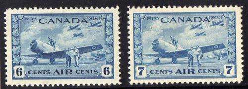 CANADA 1942 WAR EFFORT 6c & 7c FINE MOUNTED MINT. SG 399 + 400. CAT 34,75 POUNDS.