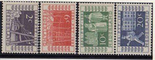 NETHERLANDS 1952 "STAMP AND TELEGRAPH CENT" SET OF 4 FINE MM. SG 754-7. CAT 13,80 POUNDS.