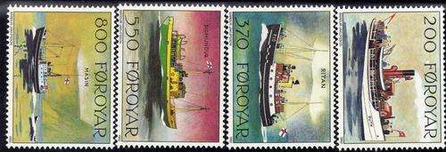 FAROE ISLANDS 1991 "MAIL SHIPS" SET OF 4 U.M.M. SG 220-223. CAT 8,35 POUNDS.