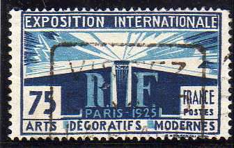 FRANCE 1924 "MODERN ARTS EXHIBITION" 75FR VERY FINE USED. SG 411. CAT 8,50 POUNDS.