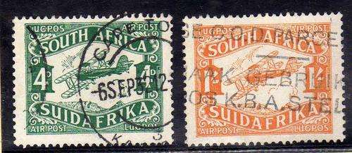 SOUTH AFRICA 1929 AIR MAIL SET OF 2 VERY FINE USED. SACC/SG 40-41. CAT 15,75 POUNDS.