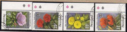 SWAZILAND 1987 "GARDEN FLOWERS" SET OF 4 VFU. SG 533-6. CAT 14,50 POUNDS.