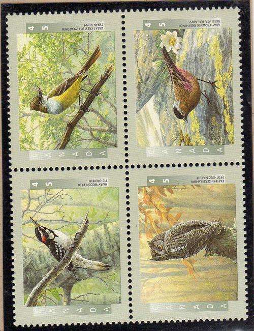 CANADA 1998 "BIRDS" 3rd SERIES BLOCK OF 4 UMM. SG 1779-1782. CAT 5,60 POUNDS.