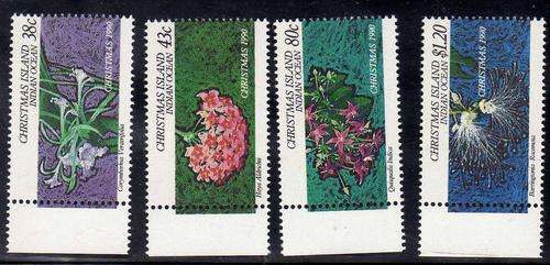 CHRISTMAS ISLAND 1990 "CHRISTMAS FLOWERS" SET OF 4 U.M.M. SG 311-14. CAT 7,35 POUNDS.