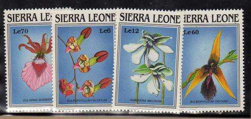SIERRA LEONE 1989 "ORCHIDS" PART SET OF 4 UMM. SG 1304-5 & 1308-9. CAT 7 POUNDS.