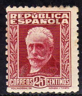 SPAIN 1931 DEFIN 25c RED "PABLO IGESIAS" MOUNTED MINT  (MINOR GUM THIN) SG 734. CAT 47 POUNDS.