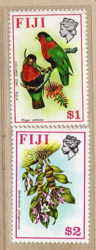 FIJI 1971 "BIRDS & FLOWERS" PART SET OF 8 U.M.M. SG 435-38, 441-2 & 449-50. CAT 8 POUNDS.