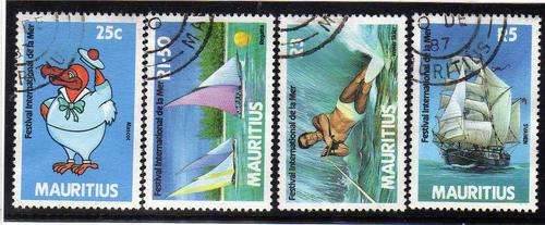 MAURITIUS 1987 "SEA FETIVAL" SET OF 4 VFU. SG 767-770. CAT 12,95 POUNDS.
