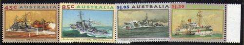 AUSTRALIA 1993 "WWII NAVAL VESSELS" SET OF 4 UMM. SG 1397-1400. CAT 8,25 POUNDS.